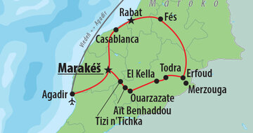 CK Turancar, Letecký poznávací zájazd, Maroko, mapa
