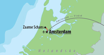 CK Turancar, Letecký poznávací zájazd, Amsterdam, mapa
