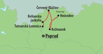 CK Turancar, Autobusový poznávací zájazd, Vysoké Tatry a severný Spiš, mapa