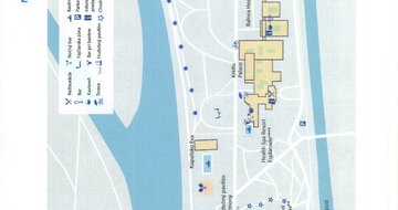 Pro Patria - mapa kupeľného ostrova - individuálny zájazd CK Turancar - Slovensko, Piešťany