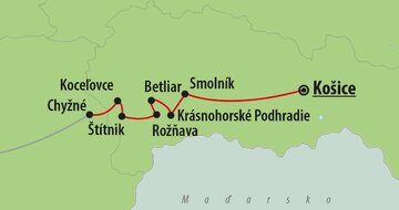 CK Turancar, autobusový poznávací zájazd, Gotická cesta Gemerom, mapa