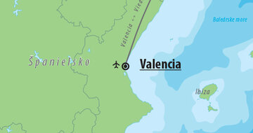 CK Turancar, Letecký poznávací zájazd, Španielsko, Valencia, mapa