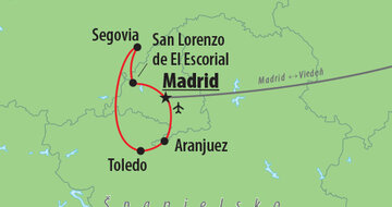 CK Turancar, Letecký poznávací zájazd, Španielsko, To najkrajšie z Madridu a okolia let, mapa