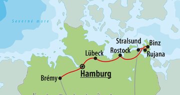CK Turancar, autobusový poznávací zájazd, Nemecko - mestá Hanzy, mapa