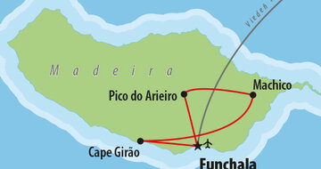 CK Turancar, Letecký poznávací zájazd, Portugalsko, Madeira, mapa