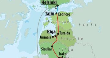 Letecké poznávacie zájazdy CK Turancar, Pobaltské mestá a Helsinki, mapa