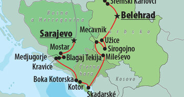 CK Turancar, autobusový poznávací zájazd, Balkán, mapa