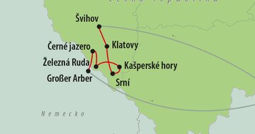 Autobusové poznávacie zájazdy CK Turancar, Česká Republika, Šumava a Bavorský les, mapa