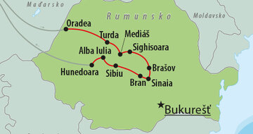 CK Turancar, autobusový poznávací zájazd, Rumunsko - Sedmohradsko a Transylvánia, mapa