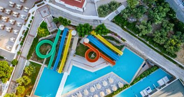 Hotel Lindos Royal Resort - bazén s tobogánmi - letecký zájazd CK Turancar (Rodos, Vlycha-Lindos)