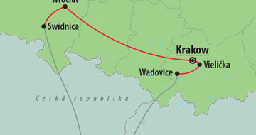 CK Turancar, autobusový poznávací zájazd, Krakow a Wroclaw, mapa