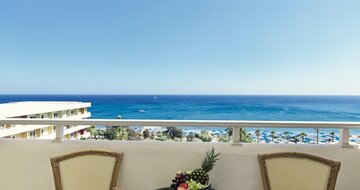Hotel Esperides Beach Resort - výhľad z balkóna z dvojlôžkovej izby SV - letecký zájazd CK Turancar - Faliraki, Rodos