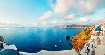 Santorini - pohľad na kalderu - letecký poznávací zájazd CK TURANCAR