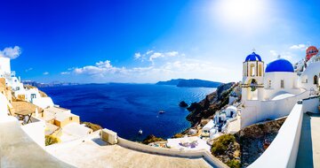 Santorini - pohľad na kalderu - letecký poznávací zájazd CK TURANCAR