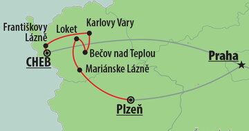CK Turancar, autobusový poznávací zájazd, Zlatý český trojuholník,mapa
