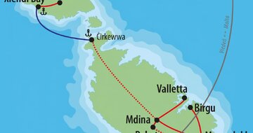 . Letecký poznávací zájazd CK Turancar, Malta – historická mozaika, mapka