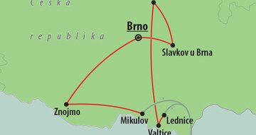 CK Turancar, autobusový poznávací zájazd, Morava, mapa