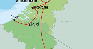 CK Turancar, autobusový poznávací zájazd Benelux, mapa