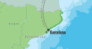 CK Turancar, Letecký poznávací zájazd, Španielsko, Barcelona letecky, mapa