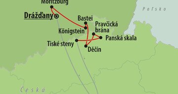 CK Turancar, autobusový poznávací zájazd, Česko a Nemecko, mapa