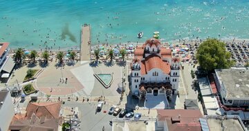 Paralia-Olympic beach-panoráma- autobusová doprava CK Turancar(Olympic Beach, Olympská riivéra)